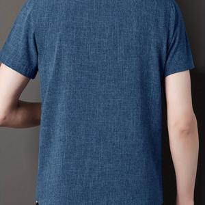남성용 여름 반팔 빈티지 캐주얼 셔츠, 턴칼라 아우터웨어, 우아하고 편안한 착용감, 끈적임 없는 통기성