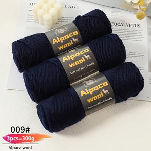 300g 대용량 밸류팩 - 알파카 울 245 니들게이지 청키 원사, 남녀공용 멀티 컬러 가을/겨울 패션 원사, 핸드메이드 선물용 DIY 뜨개질 키트, 따뜻한 스웨터, 가디건, 코트, 스카프, 모자, 장갑, 바지, 무릎 보호대용, 3볼/팩, 알파카 울 95%, 폴리에스터 5%
