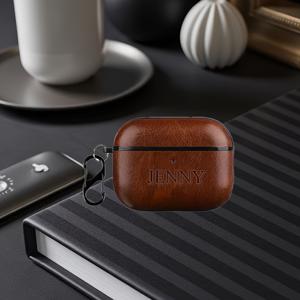 Airpods Pro3 호환 맞춤형 핫 스탬핑 이름 인쇄 이어폰 케이스, PU 인조 가죽 스타일리시 디자인, 다양한 색상, 내구성 좋은 휴대용 휴대 케이스 (후크 포함), 친구, 가족을 위한 크리스마스, 추수감사절 선물