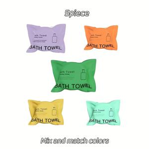 70cm × 140cm 일회용 목욕 타월 5세트, 여행용 개별 포장, 압축 순수형, 여행용 호텔, 게스트하우스 및 기타 용품에 적합