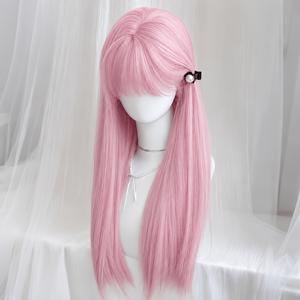 누구에게나 어울리는 데일리 가발, 체리 핑크 롱 헤어, 푹신하고 자연스러운 질감, 피부 친화적, 패셔너블하고 우아함, 파티와 모임에 완벽