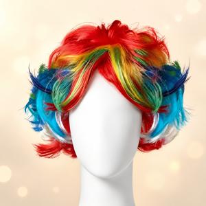 남녀공용 광대 가발 1개 - 짧은 곱슬 파티 코스튬 헤어룩, 레이스가 없는 가발, 코스프레, 할로윈, 크리스마스용 - 테마 이벤트 및 데일리웨어용 역할극 가발