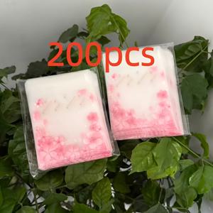 300/200개 핑크 플로럴 프로스트 선물 가방 7X10 (7+3) Cm, 웨딩 생일 브라이덜 샤워 기념일 모든 행사용 플라워 파티 답례품 가방