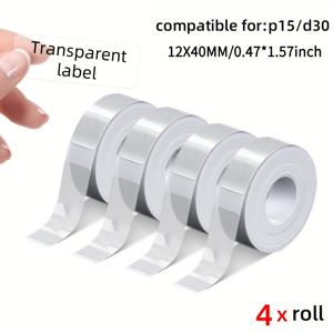 640매 투명 감열 라벨지 4롤, 12mm x 40mm (3/8