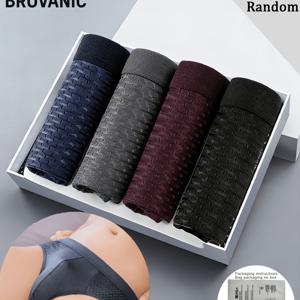 남성용 단색 홀로우 속옷 3개 세트 (색상 랜덤), 가벼운 메쉬 원단 제작, 신축성 있고 몸에 꼭 맞는 반투명 디자인, 통기성 좋고 편안하며 부드러운 스타일리시한 속옷, 캐주얼웨어용으로 적합