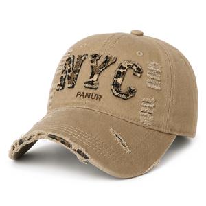남녀공용 NYC 테마 자수 야구 모자 1개 - 빈티지 디스트레스드 워싱 아빠 모자, 레트로 NYC 레터링 포함, 사이즈 조절 가능, 아웃도어, 캐주얼 스트리트웨어, 평상복에 적합, 세탁기 사용 가능 - 패션 캡