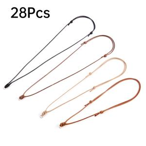 28개 4색 왁스 폴리에스터 코드 목걸이 부자재, DIY 제작용, 신축성 없는 코드, 구슬 꿰기 및 목걸이 공예용 4색 혼합(톤) - 구슬 및 참용 왁스 실