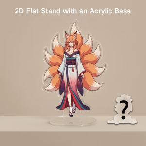 2D 플랫 - [맞춤 제작] 2D 플랫 아크릴 데스크탑 모델 1개, 랜덤 애니메이션 캐릭터 키체인 1개 포함, UV 프린팅, 맞춤 아크릴 스탠드, 개인 맞춤 아크릴 사진, 아크릴 디스플레이 랙, 애니메이션 팬 전용