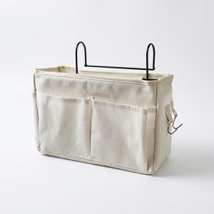 침대 옆 걸이형 수납 가방 1개 30 X 10 X 19cm 벽걸이형 정리용 주머니, 금속 고리 포함, 기숙사 침대 책상 이층침대용, 책 휴대폰 리모컨 소품 수납