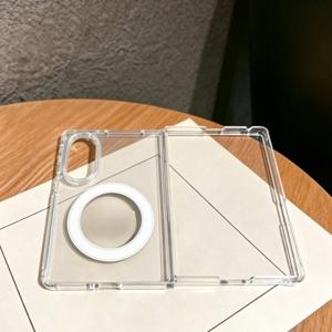 삼성 Z 폴드 8용 슬림 클리어 마그네틱 휴대폰 케이스, 황변 방지 충격 흡수 하드 PC 전신 보호 커버, 갤럭시 Z 폴드8 울트라용 접이식 투명 보호 쉘