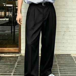 Baggy Pants Geng 남성용 릴랙스 스트레이트핏 팬츠, 스타일의 흐르는 듯한 루즈핏으로 슬림하고 활용도 높은 캐주얼룩