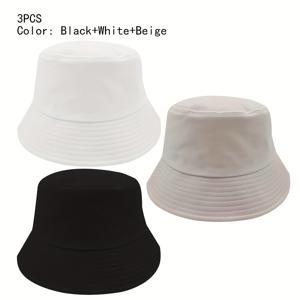 3개 솔리드 컬러 빅 브림 인조 어부 모자 - 가볍고 버클 잠금, 폴리에스터 버킷햇, 야외 여행, 하이킹 및 스포츠에 적합, 여행용 헤드웨어 | 패셔너블 버킷햇 | 가벼운 모자