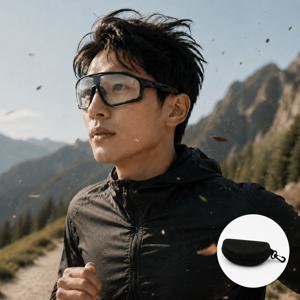 남녀공용 라지 프레임 안경 자전거 겸용 투명 고글형 안경 넓은 렌즈 편안한 코받침 장거리 라이딩용 수납함 구비