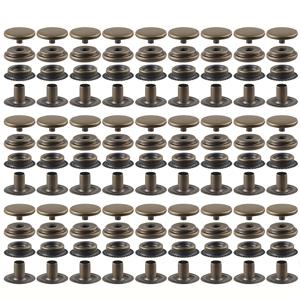 200개 (50세트) 가죽 장식, 5/8인치 (15mm) 가죽 고정 장치, 스테인리스 스틸 고정 장치, 캔버스 가방, 의류, 천, 청바지 (브론즈) 등에 적합