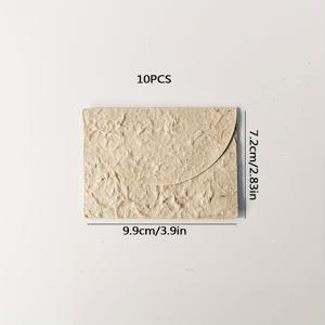 텍스처 디자인의 소형 수제 봉투 10개 세트. 크기: 7.2*9.9cm (2.83*3.9인치). 껍질 및 꽃 삽입재로 제작. 생일, 집들이, 결혼식, 아기 축하 행사 등 선물용으로 완벽합니다.