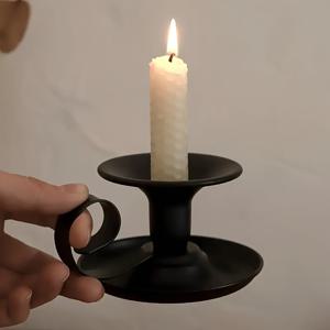 1 유럽 스타일 철제 캔들 홀더, 심플하고 가벼운 럭셔리 메탈 싱글헤드 빈티지 티컵 캔들 스탠드 (캔들 미포함)