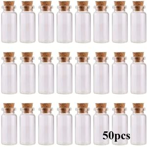 50/100개 소형 유리병 코르크 스토퍼 포함, DIY 미니 유리 병 (10ml), 예술 공예품 전시 및 파티 장식용