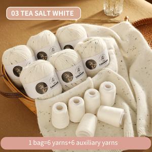 폴카 도트 캐시미어 실 6세트, 100색상, 부드럽고 따뜻한 총 중량 10.58oz + 4.23oz, DIY 코바늘 뜨개질 및 뜨개질에 적합, 수제 스웨터, 모자, 스카프 등 - 다양한 색상 제공. 1세트 = 300g 폴카 도트 캐시미어 6개 + 120g 보조실 6개