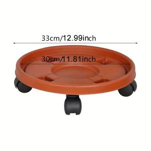 빨간색 두꺼운 이동식 화분 받침대, 통기성 배수 트레이 (바퀴 포함), 대형 레진 원형 화분 트레이