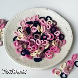 1000개 아동용 헤어 밴드 부드러운 스판덱스 심리스 머리띠, 약간의 탄성 포니테일, 여아 및 십대에게 적합, 손상 없는 액세서리, 머리카락 손상 없음