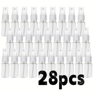 PET 소재 10ml 플라스틱 스프레이 병 28개, 화장품, 에센셜 오일, 잉크, 소독제와 같은 액체 보관용 재사용 가능