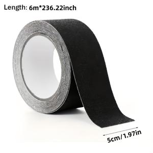 6미터 - 욕조, 보트, 계단 발판 미끄럼 방지 테이프, 맨발에 부드럽고 편안함, 블랙/투명, 미끄럼 방지 및 방수