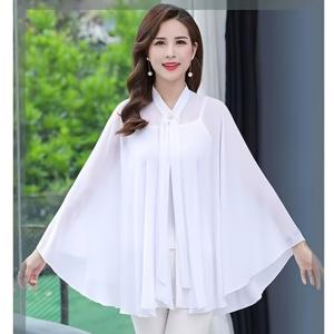 1개 부드러운 플로우 시폰 햇빛 가리개 포ンチョ, 쉬어 랩 숄, 루즈핏 아웃도어 비치, 장거리 운전, 브라이덜 샤워, 캐주얼 데일리 산책, 통기성 좋은 여름철 데일리 웨어 햇빛 가리개 의류