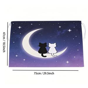 차량 햇빛 가리개, 흡착 컵 사이드 커튼, 간편 설치 프라이버시 보호 차량 창문 커튼, 2D 평면 만화 스타일, 블루 퍼플, 별 더블 고양이 차량 내부 액세서리 그늘막, 여행, 캠핑, 일상 사용에 적합