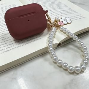 진주 꽃 펜던트 케이스, for 5 및 Pro 3 블루투스 이어버드에 적합 - for 4 및 Pro 2 1개 단색 이어폰 커버, 1세대/2세대 및 for 3 스크래치 방지, 낙하 방지, 충격 흡수 보호 케이스