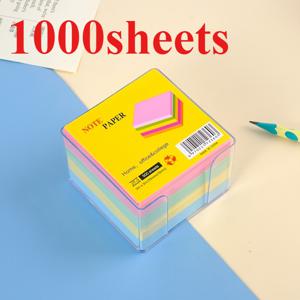 정사각형 비접착식 포스트잇 1000매 포함 2.9인치 X 2.9인치 포스트잇 홀더, 종이 리마인더, 학교, 사무실, 기숙사, 책상 정리용