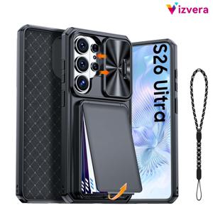 Vizvera 갤럭시 S26 울트라 지갑형 휴대폰 케이스, 카드 홀더(4개 카드) & 커버 & 킥스탠드, 남녀공용, S26 울트라 2026용 전신 보호 PC 케이스(휴대폰 스트랩), 가족을 위한 명절 선물