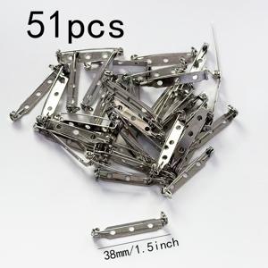 51개 금속 잠금 핀, 안전 잠금 핀, 구멍이 있는 심플 핀 브로치, DIY 수제 브로치 핀 제작용 베이스, DIY 주얼리 제작용 핀 베이스, 스냅 잠금장치
