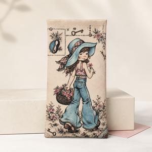 1개 빈티지 PU 안경 케이스, 일상 사용에 적합, 레트로 유화가 있는 경량 패션 안경 홀더, 여성을 위한 안경 보관 가방, 안경용 완벽한 선물