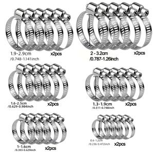 멀티 사이즈 조합 키트, 1/4인치 ~ 1-1/8인치(6-32mm) T볼트용 조절식 스테인리스 스틸 호스 클램프, 웜기어 튜브 디자인, 배관 및 자동차용 호스 클램프, 산업용 및 과학용 유압, 공압, 수도관 피팅에 적합