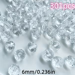 DIY 주얼리 제작용 301 투명 커팅면유리구슬 – 6mm/사이즈, 둥근 광택 구슬, 팔찌, 목걸이, 펜던트 공예용, 주얼리 제작용 구슬