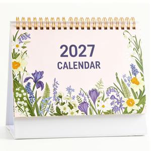 2027년 소형 데스크 캘린더, 스탠딩 플립 캘린더 (월별 레이아웃 및 스티커 포함 스케줄 및 알림용 대형 쓰기 블록 포함), 8.5 X 7.5인치