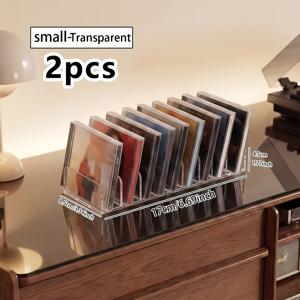 2개 다기능 디스크 디스플레이 선반 데스크탑 CD DVD 보관 랙, 7개 음악 CD 게임 디스크 영화 DVD 및 디스크 수집가 가정 및 상업 데스크탑 디스플레이 보관용 실용적인 파티션 보관 랙, 가정 게임 룸 시네마 DVD용으로 사용 가능