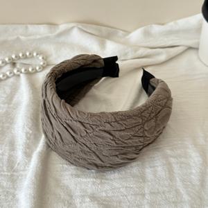 한국 레트로 주름 머리띠 - 교복, 땋은 머리, 포니테일, 번에 적합한 넓은 밴드의 두꺼운 원단 헤어밴드 | 데일리 헤어스타일 및 특별한 날을 위한 단색 헤어용