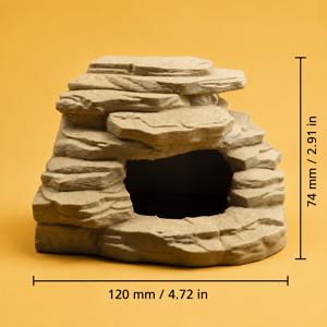 3D 프린팅 암석 파충류 은신처 동굴, 자연스러운 층이 있는 슬레이트 스타일 게코 은신처, 게코, 도마뱀 및 작은 양서류용 테라리움 쉼터, 사실적인 암석 질감, 안전한 숨는 장소, 사막 및 열대 테라리움용 서식지 장식