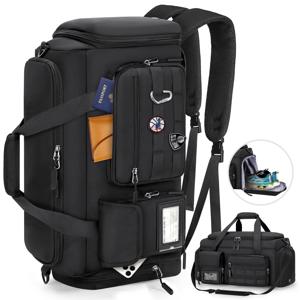 RAINSMORE 3-In-1 컨버터블 더플 백팩, 40L 대용량 짐 여행 가방 (분리형 신발 수납 공간 및 습식-건식 분리 포켓 포함), 기내 반입 가능 오버나이트 주말 여행 가방 (기내석 하부 수납 공간, 기내 수납 공간에 적합)