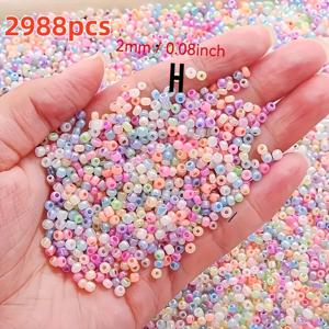 2988개 2mm 유리 씨드 구슬 - DIY 제작용 혼합 색상 및 스타일, 구슬, 술 공예 액세서리, 구슬 술, 펜던트, 팔찌용 - 휴일 선물, 발렌타인데이, 새해 선물용