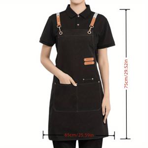 1pc 스타일리시 블랙 & 브라운 폴리에스터 앞치마 포켓 - 커피 바, 레스토랑, 티샵, 플로리스트, 베이커를위한 완벽한 - 허리띠, 여성, 바리스타 앞치마에 이상적 | 스타일리시 앞치마 | 내구성 앞치마