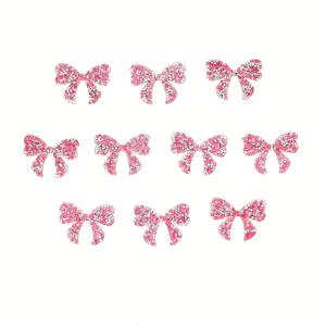 10개 반짝이는 라인스톤 리본 패치, 귀여운 DIY 패션 장식 패치 - 옷, 신발, 모자, 가방용