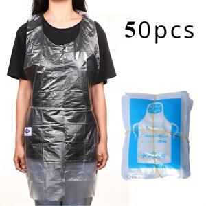 50개 투명 일회용 앞치마 (성인용) - 요리, 페인팅, 피크닉에 적합