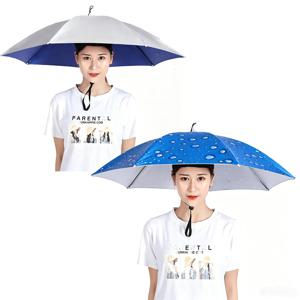 2Pcs 접이식 비 우산 모자 야외 활동용 핸즈프리 우산 모자 태양 그늘 방수 낚시 모자를 쓰고 조절 가능한 헤드밴드