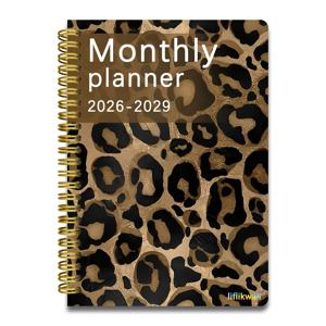 2026-2029 8.3X6.3인치 브론즈 블랙 프린트 월간 플래너, 골든 스파이럴 바인딩, 빈티지 럭스 에지 스타일 정리함, 친구 선물로 최고의 선택