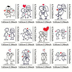 12개 커플 사랑 테마 DTF 전사 스티커 | 스크래치 방지, 머그, 커피 컵, 16oz 유리 컵, 휴대폰 케이스, 세라믹 컵에 적합, 섬세한 야생 동물 패턴 공예