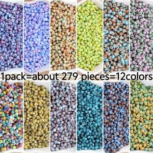 279개 슈퍼 4mm 피카소 시드 비즈 레트로 고품질 유리 시드 비즈 수제 의류 장식 부자재, 수제 주얼리 재료, 공예 용품, 방 장식, 미술, 목걸이, 팔찌, 귀걸이 및 기타 수제 비즈 부품