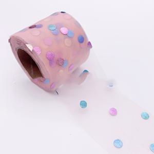 3야드 한국 스타일 Ins 멀티컬러 작은 폴카 도트 시스루 메쉬 웨이브 원사 리본, DIY 트렌디한 액세서리 재료 및 수제 리본꽃과 함께, 발렌타인데이, 결혼식 축하, 크리스마스, 새해 및 기타 휴일 선물 상자 포장용
