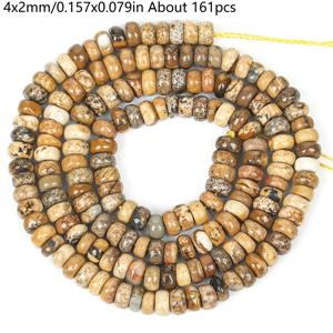 ASVRAI U 4x2mm 사진 자스퍼 원형 비즈 모음, 161개 루스 스페이서 스톤, 주얼리 제작용, 목걸이 장식 재료, 공예 및 프로젝트용 소프트 스톤 비즈